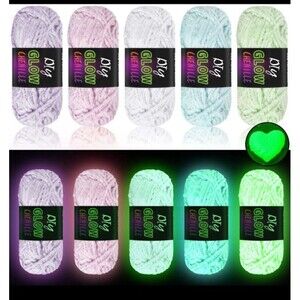 5 Rolls Glow in The Dark Chenille Yarn Luminous Crochet Yarn Glow Sewing Craft